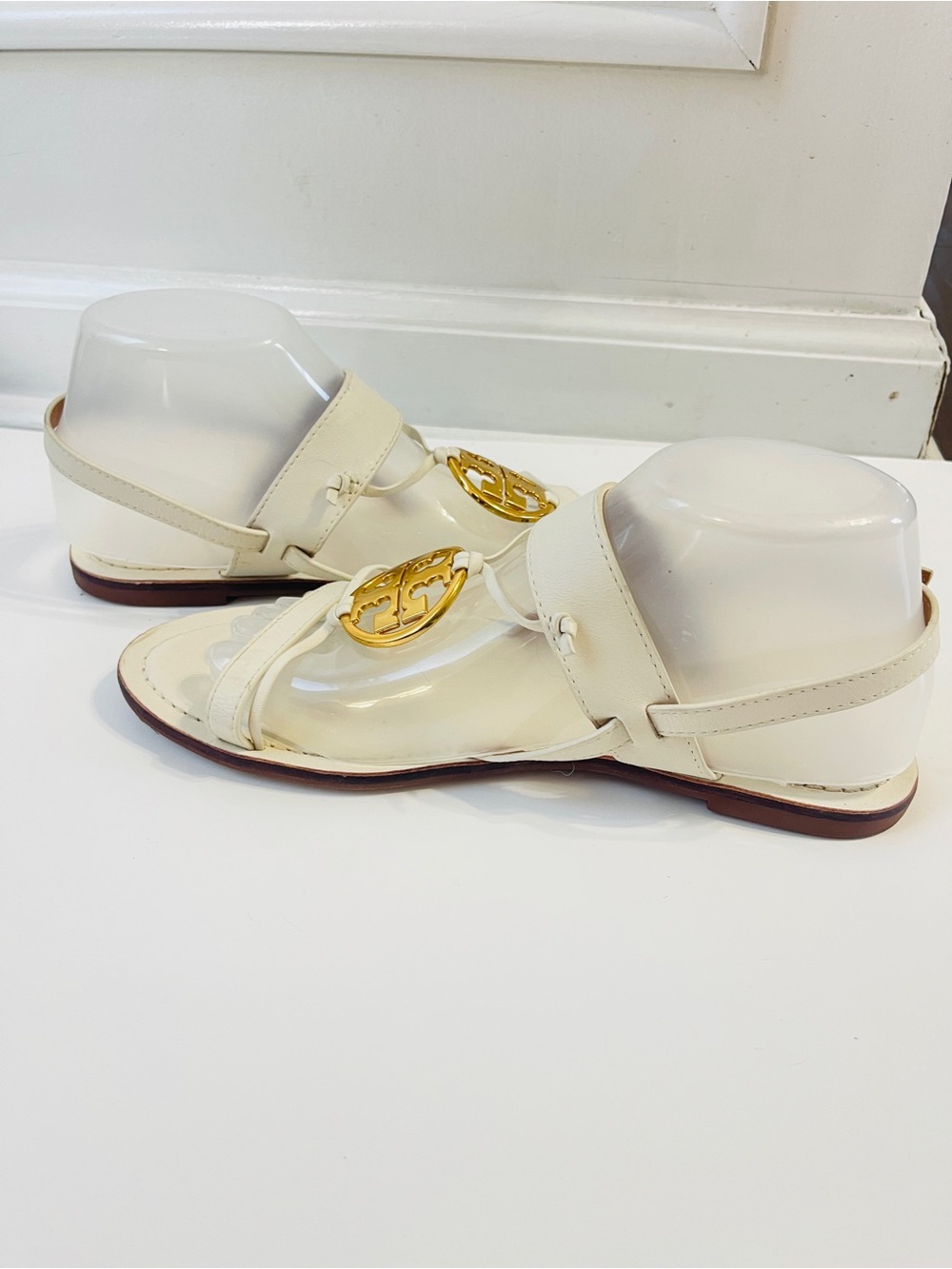 Tory Burch Size 9 Metal Miller Two-Band Bleach White Sandal NO BOX Summer - Picture 2 of 6